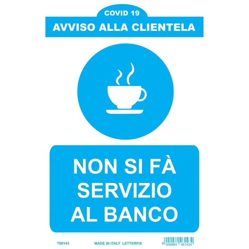 EcoTarga adesiva Covid "No servizio al banco" 20 x 30 cm Lage Prijs