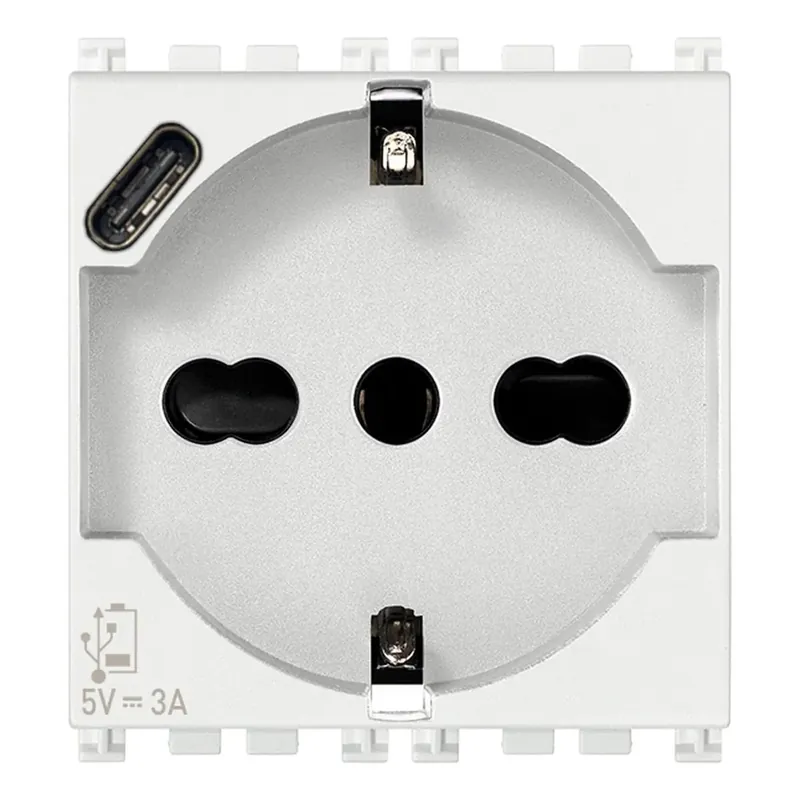 Direct Verzonden Presa elettrica Vimar 2P+T 16A universale + USB C bianco