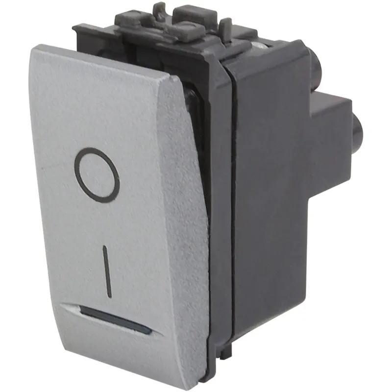 Frutto interruttore bipolare 16 A 250 V con spia luminosa argento Nieuw