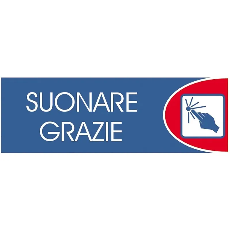 Rechtstreeks Van De Fabrikant Targhetta adesiva "Suonare grazie" in propilene metallizzato 6 x 18 cm