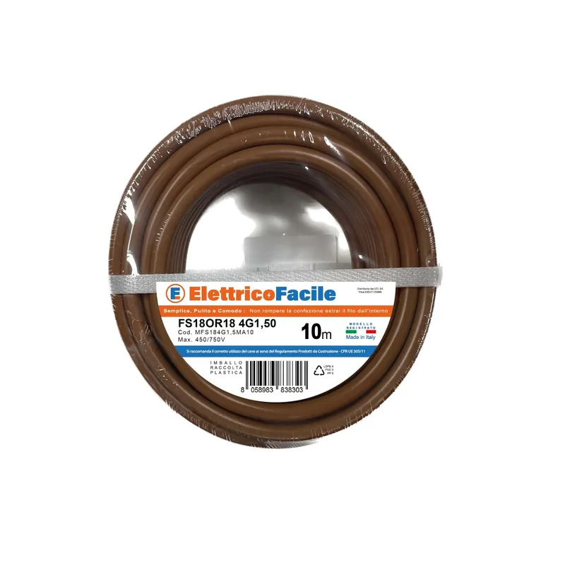 Laatste Versie Cavo unipolare 4G1,5 mm² 10 m FS18OR18 marrone