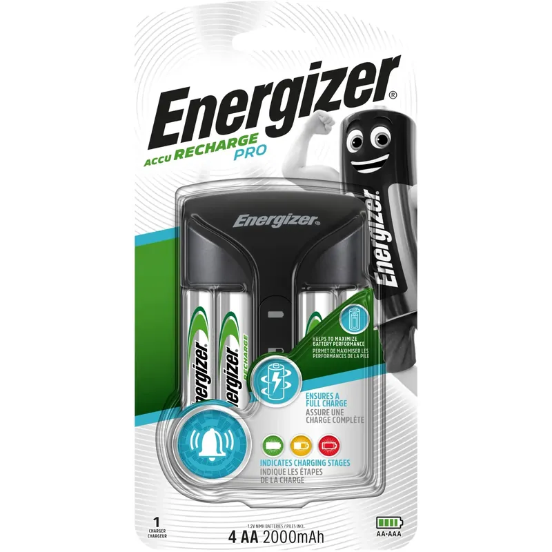 Caricatore Energizer Pro Charger e batteria ricaricabile Power Plus AA 4 pz Express Levering