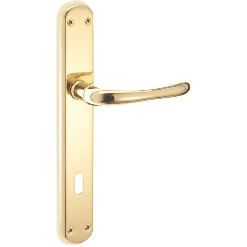 Koop Online Maniglia modello sette con placca patent ottone lucido 90 mm