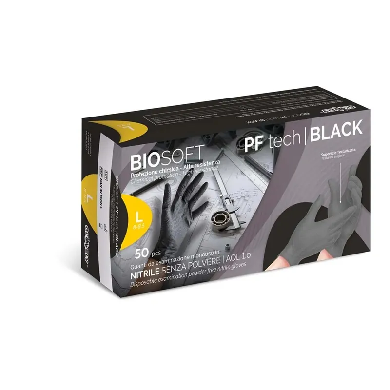Seizoensaanbieding Guanti da lavoro da esaminazione monouso 3D Tech Black tg L
