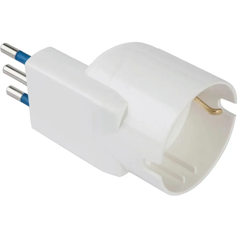 Populair Adattatore salvaspazio spina 10 A 2P+T e presa standard tedesco bianco