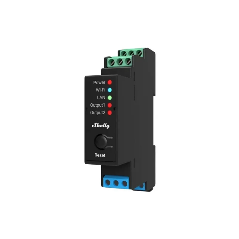 Relè Smart Home Wifi LAN Bluetooth Shelly Pro 2PM 2 Canali barra DIN Direct Beschikbaar