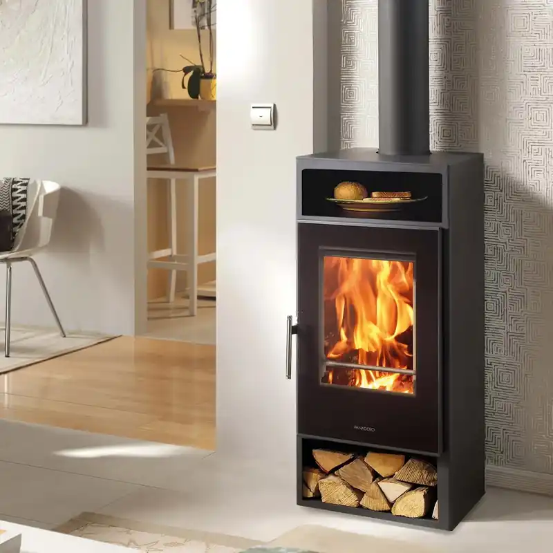 Stufa a legna con presa d`aria esterna Asti Scaldapiatti 5 Ecodesign 7,6 kw Seizoensaanbieding