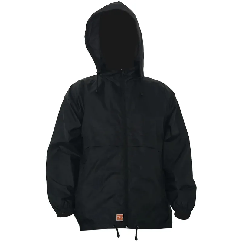 Giubbotto antipioggia con cappuccio impermeabile nero tg. L Seizoensaanbieding