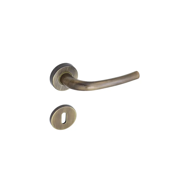 Maniglia modello tre con rosette e bocchette patent bronzo graffiato Nieuw
