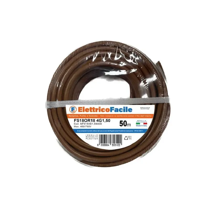 Cavo unipolare 4G1,5 mm² 50 m FS18OR18 marrone Premium