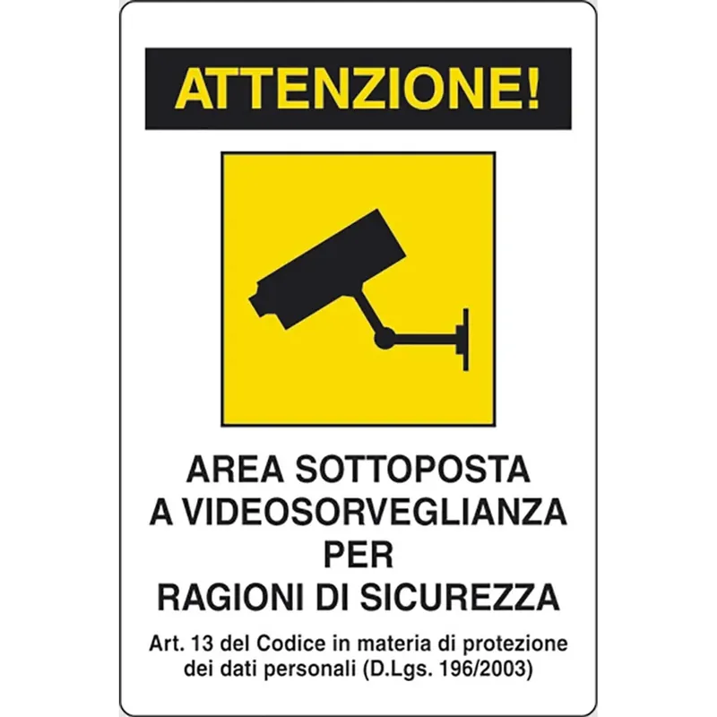 Shop Nu Targa EcoFix "Area videosorvegliata ragioni sicurezza" vinile adesivo 20 x 30 cm