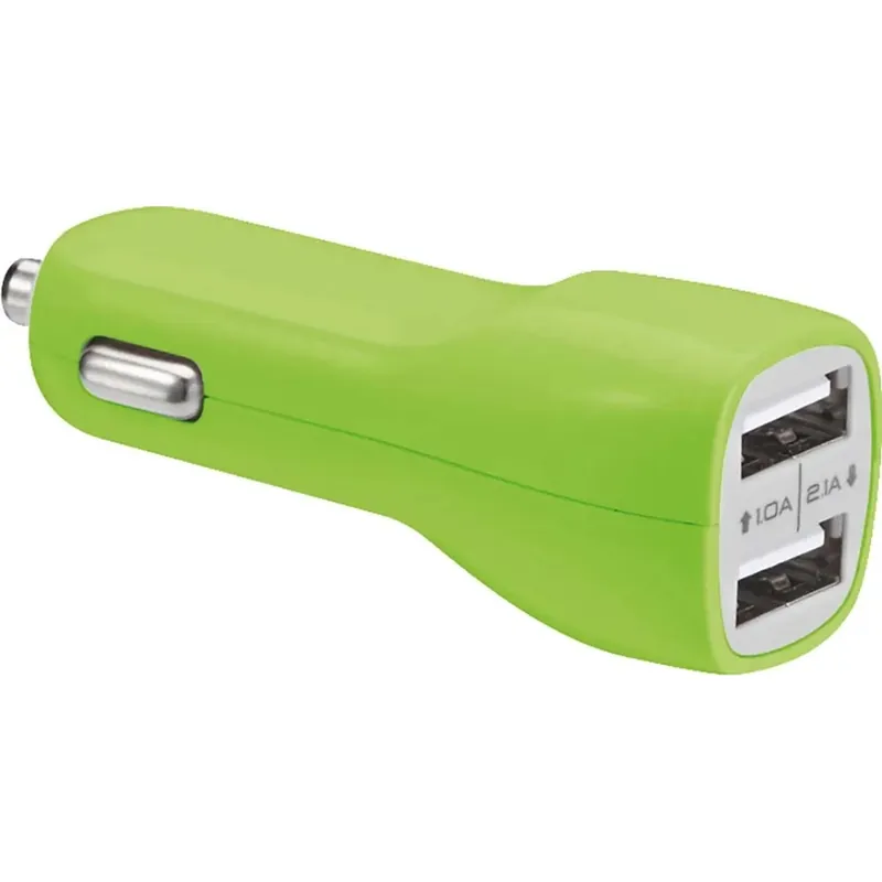 Shop Nu Mini caricatore da auto per smartphone e tablet con 2 uscite USB Lime