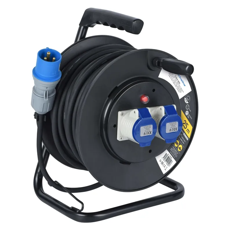 Betrouwbaar Avvolgicavo Industriale 2 prese CEE IP44 H07RN-F 3G2.5. 25 m Nero