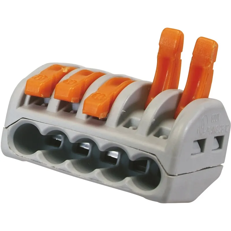 Morsetti unipolari a levetta a cinque entrate 400 V grigio 3 pz Merkproduct