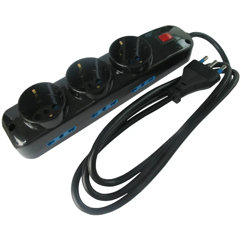 Presa multipla 9 prese diverse cavo 1,5 m interruttore nero Op = Op