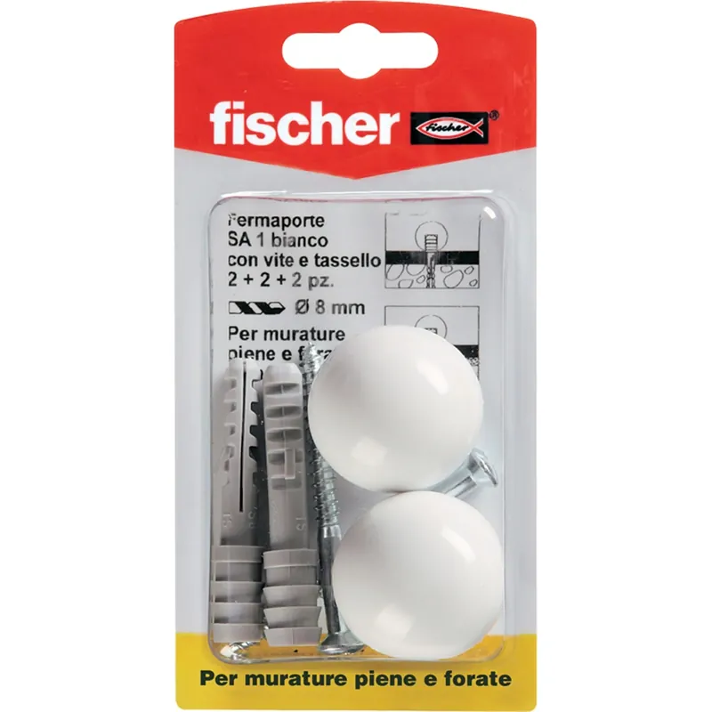 Gecertificeerd Fischer tassello in nylon SA 1 N K bianco con vite e paracolpo