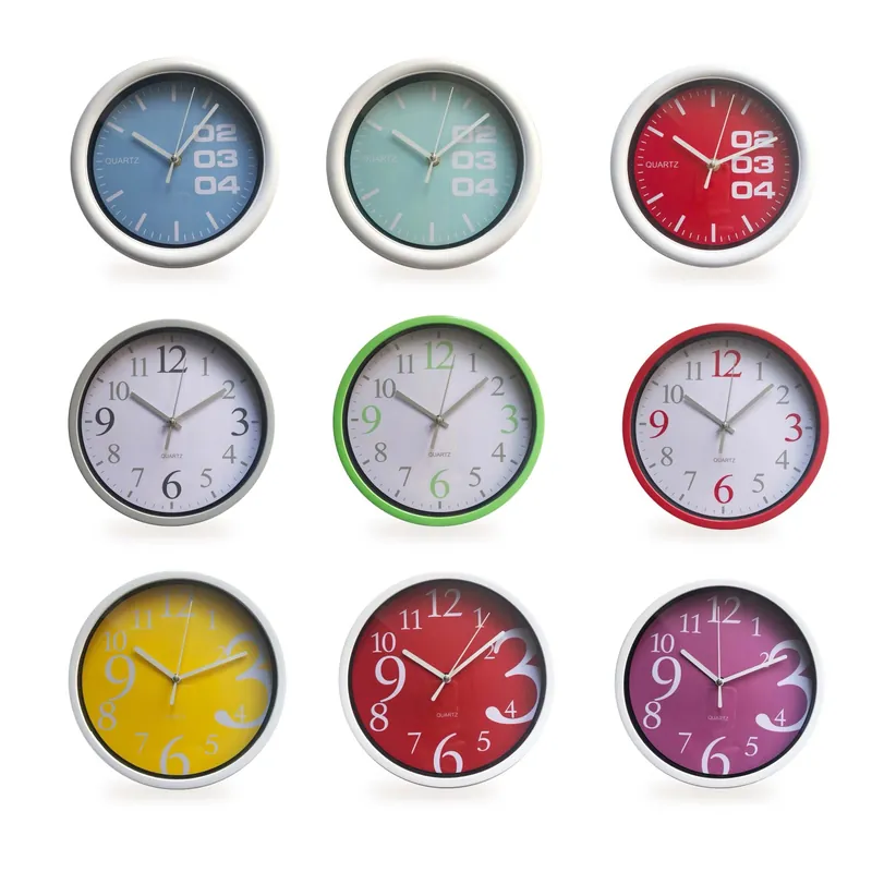 Orologio da muro in plastica Ø 21x4 cm colori assortiti Op = Op
