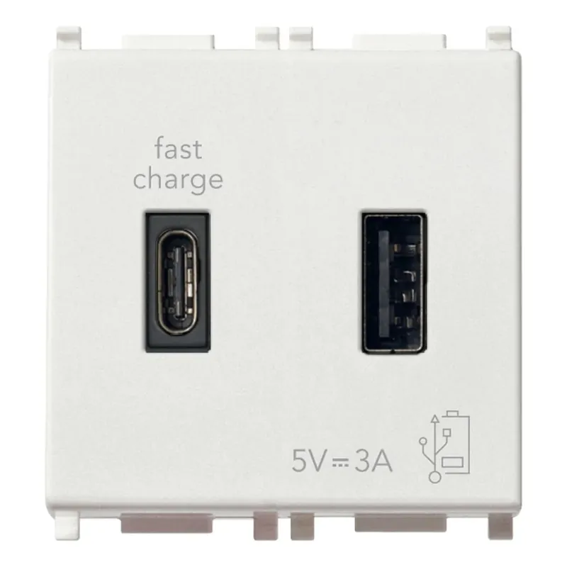 Alimentatore USB Vimar A+C 15W 3A 5V 2M bianco Uitverkoop