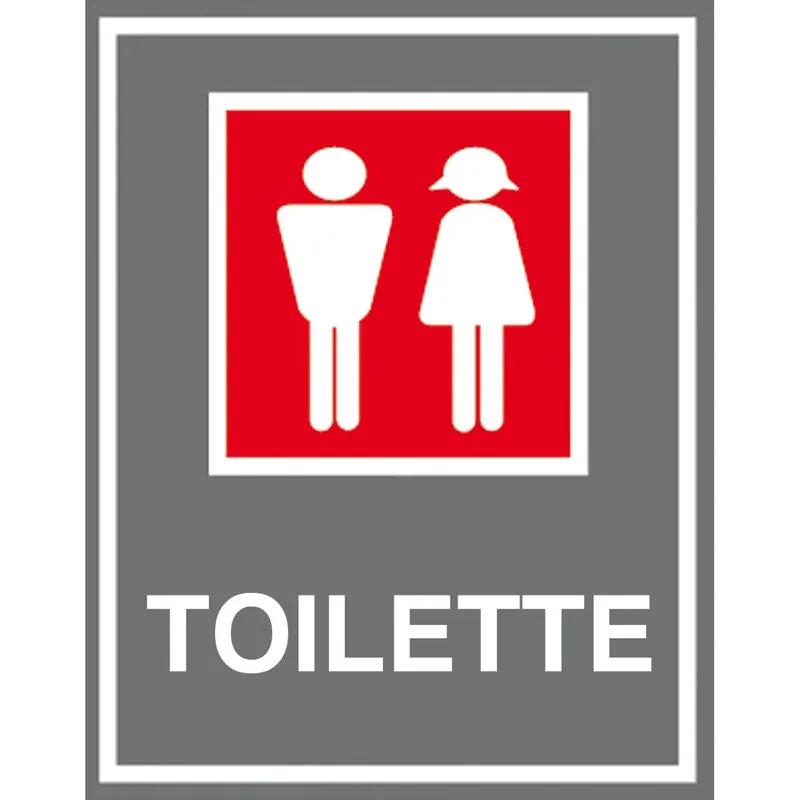 Laatste Kans Targa adesiva "Toilette" in vinile 8,7 x 7 cm rosso e argento