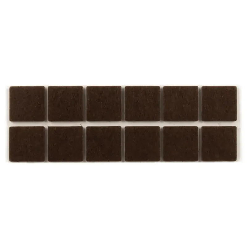 Feltrini adesivi marroni 12 pezzi 25x25 mm Speciale Aanbieding