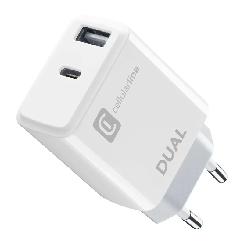 Goedkoop Caricabatterie rete Dual USB e USB-C to lighting iPhone 8 or later bianco