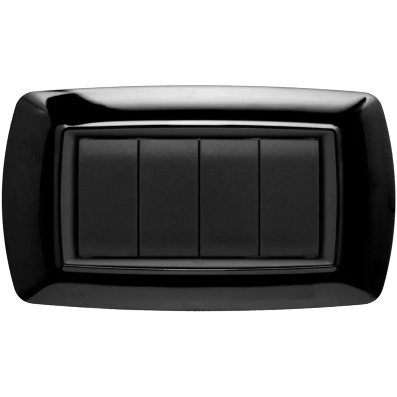 Placca a 4 moduli tecnopolimero colore nero Alleen Vandaag