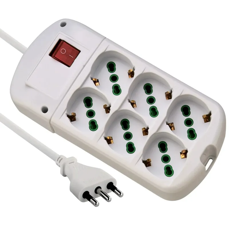Ciabatta elettrica 6 prese con interruttore cavo 1,5 m H05VV-F 3G1 bianco Op = Op