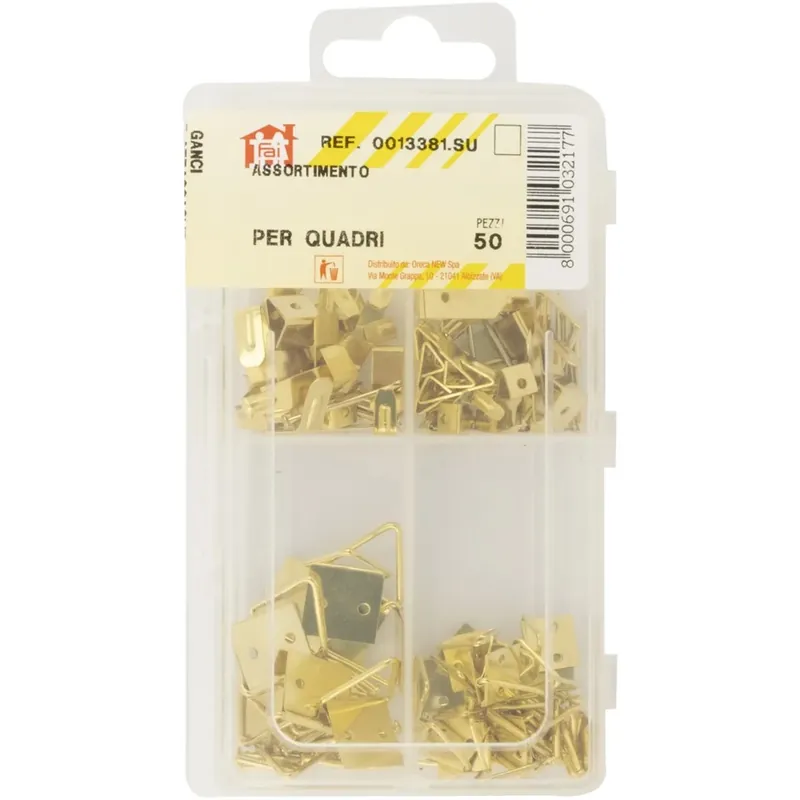 Assortimento di 50 pezzi di ganci ed attaccaglie per quadri Beperkte Voorraad