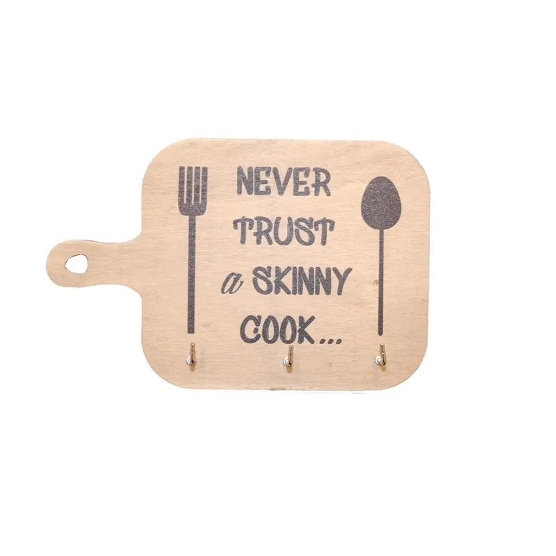 Goedkoop Gancio adesivo in mdf tagliere "never trust" 10,5 x 16 cm