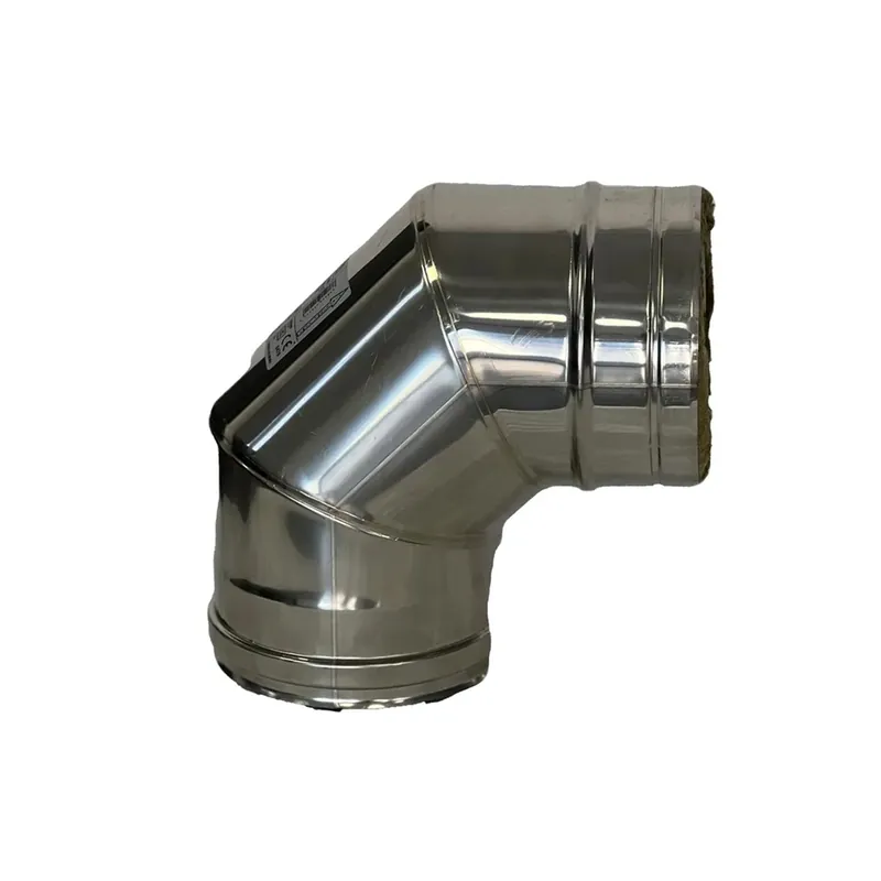 Curva a 90° doppia parete inox AISI 316-304 Ø 80/130 mm Fabrieksprijs