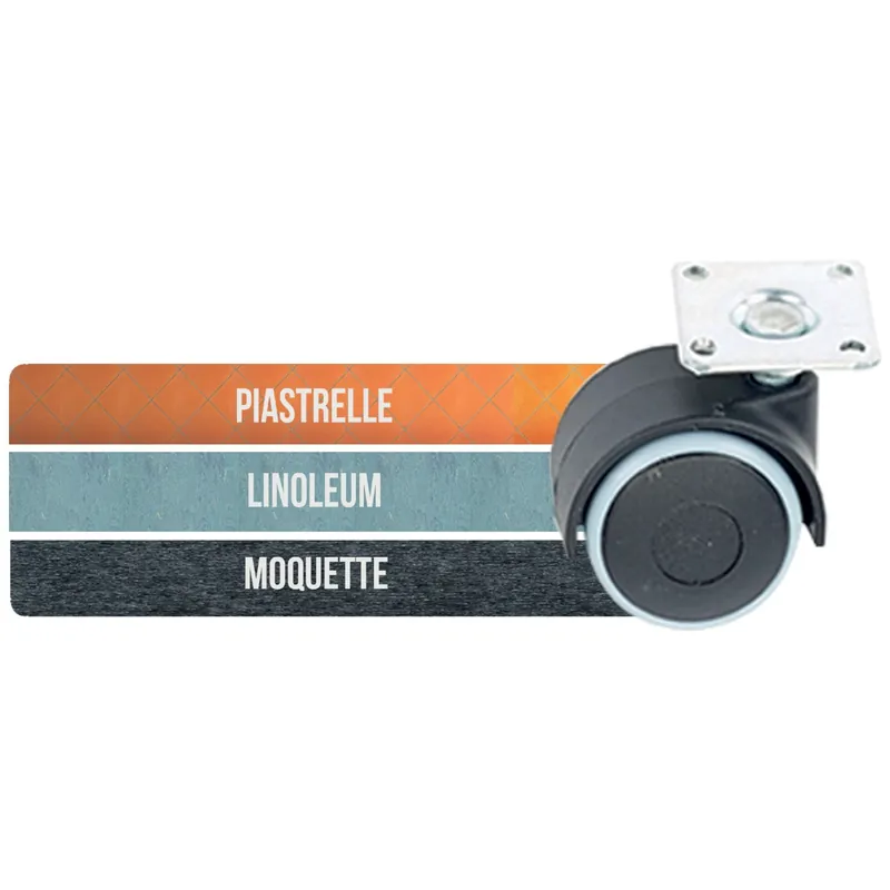 Fabrieksprijs Ruota per arredamento con piastra rotante nera/grigia 55 x 55 x 35 mm