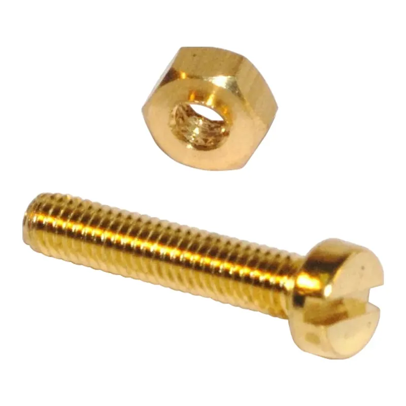 Actieprijs Vite DIN 84 per metallo in ottone lucido 6 mm x 40 mm con dado 4 pz