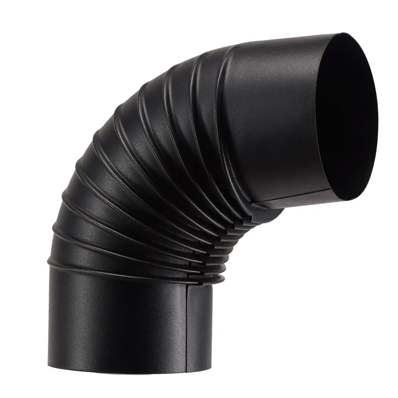 Veilige Betaling Tubo curva porcellanata pieghettata nero opaco 90° Ø 10 cm