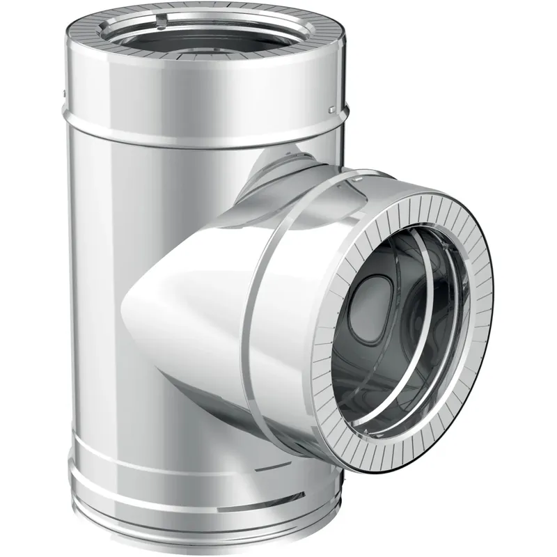 Raccordo a t 90° diam.100/150 femm-femm inox sp.0,5 mm doppia parete Direct Verzonden