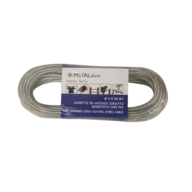 Express Levering Cavetto in acciaio zincato rivestito con pvc trasparente Ø 4,5 mm x 20 m