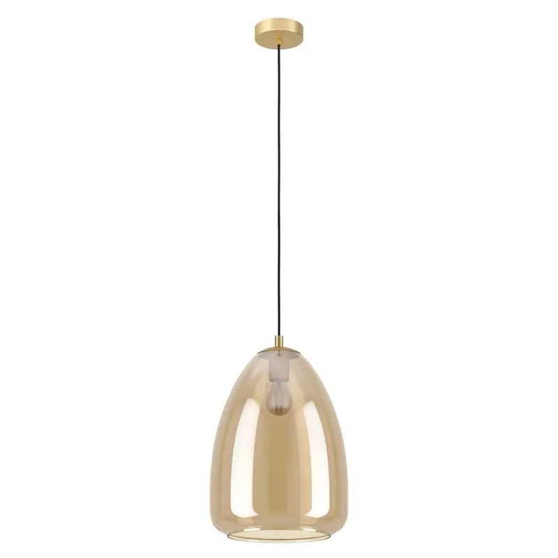 Lampadario a sospensione Eglo Alobrase Ø30xH110 cm acciaio vetro ambra Gecertificeerd