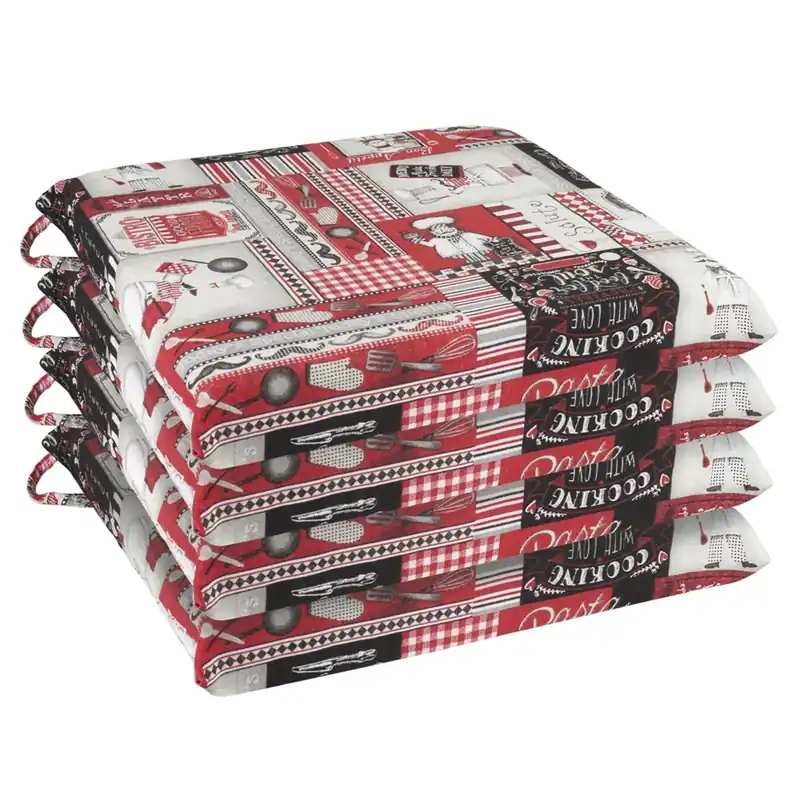 Set da 4 cuscini coprisedia sfoderabili rosso e bianco Favoriet