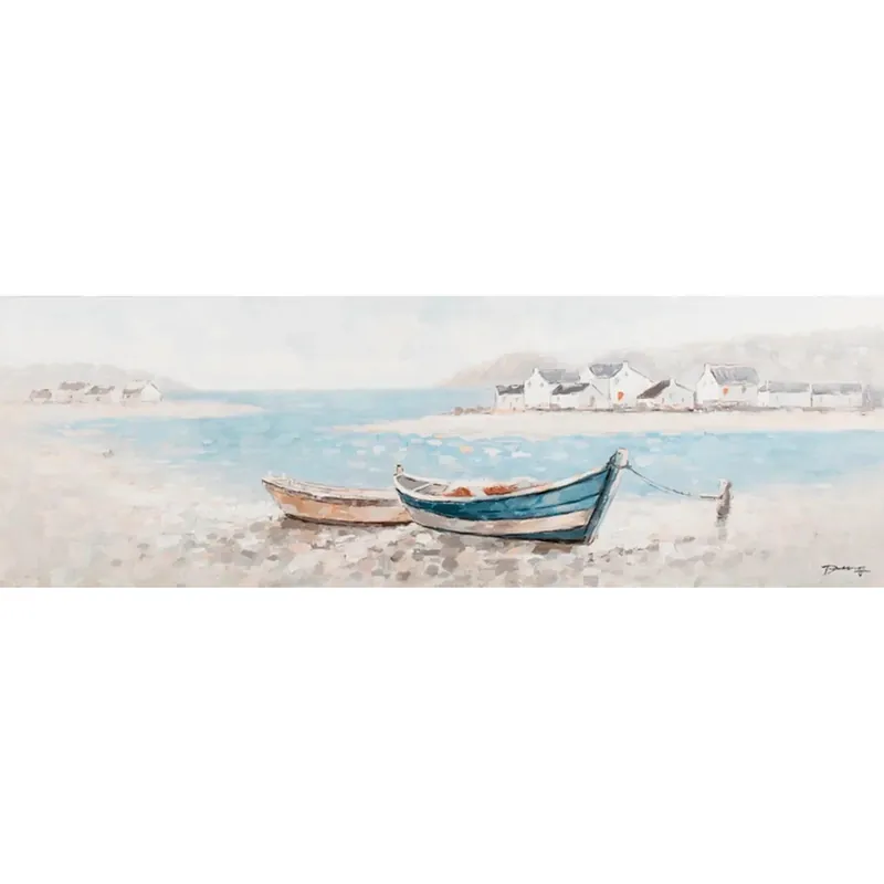 Koop Online Dipinti su tela soggetto barche in riva al mare 30 x 90 cm
