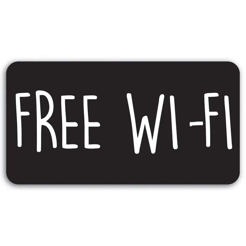 Targhetta in forex Free Wi-fi 19x9,5 cm bianco e nero Veilige Betaling