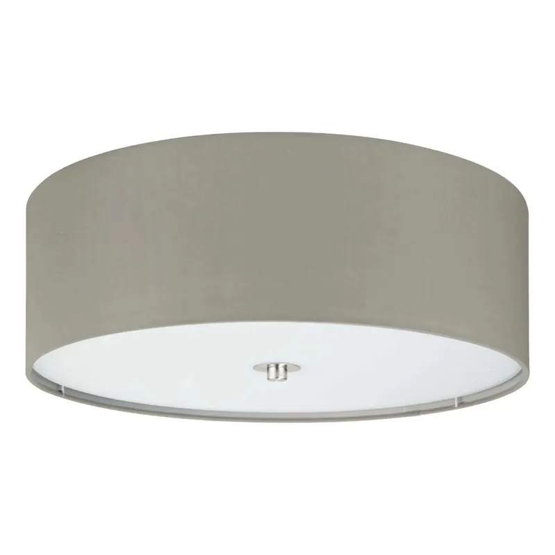 Plafoniera Eglo Pasteri 3 luci Ø47,5xH19,5 cm acciaio vetro tortora Dagaanbieding
