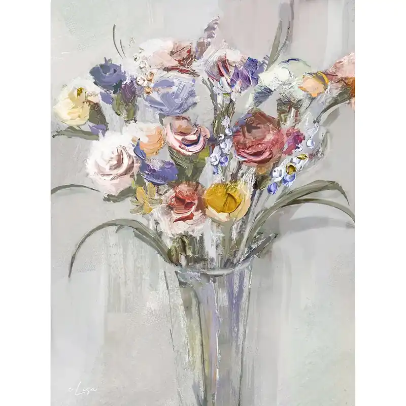 Tela stampata immagine vaso di fiori 60x80 cm Finale Uitverkoop
