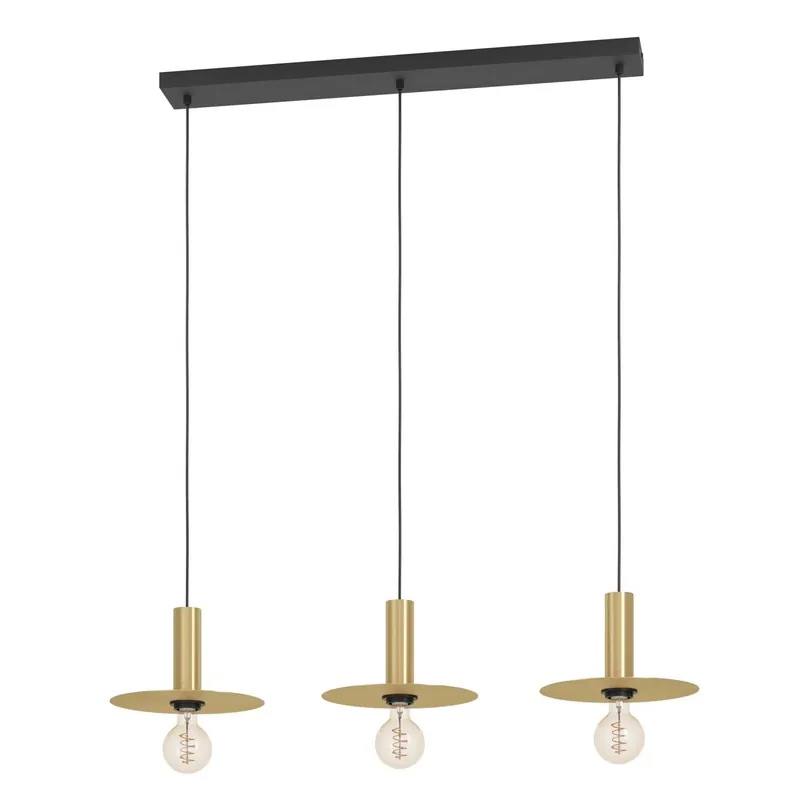 Lampadario a sospensione Eglo Escandell 3 luci L95x25xH110 cm acciaio ottone Merkproduct