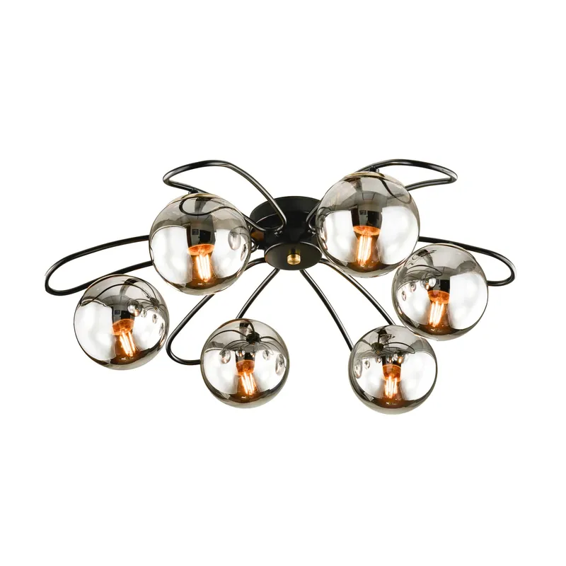 Aanbieding Plafoniera Karin 6 luci Ø 65 x 22 cm nero e oro