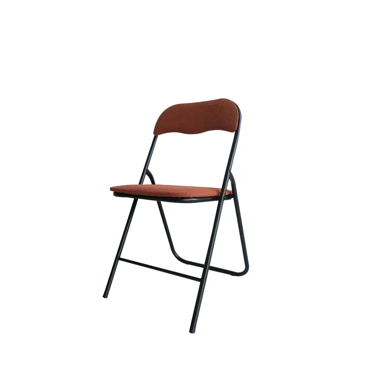 Weekendaanbieding Sedia pieghevole in acciaio e poliestere effetto bouclé 45x45x79 cm marrone