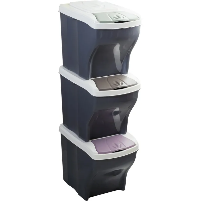 Set 3 pattumiere per raccolta differenziata Poker Tris 60 l col assortiti Exclusieve Aanbieding