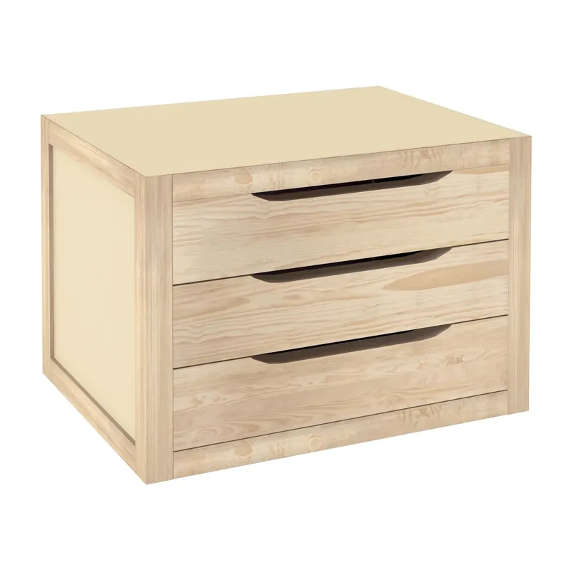 Cassettiera in legno 3 cassetti Natrua 29,5x39x30 cm beige Finale Uitverkoop