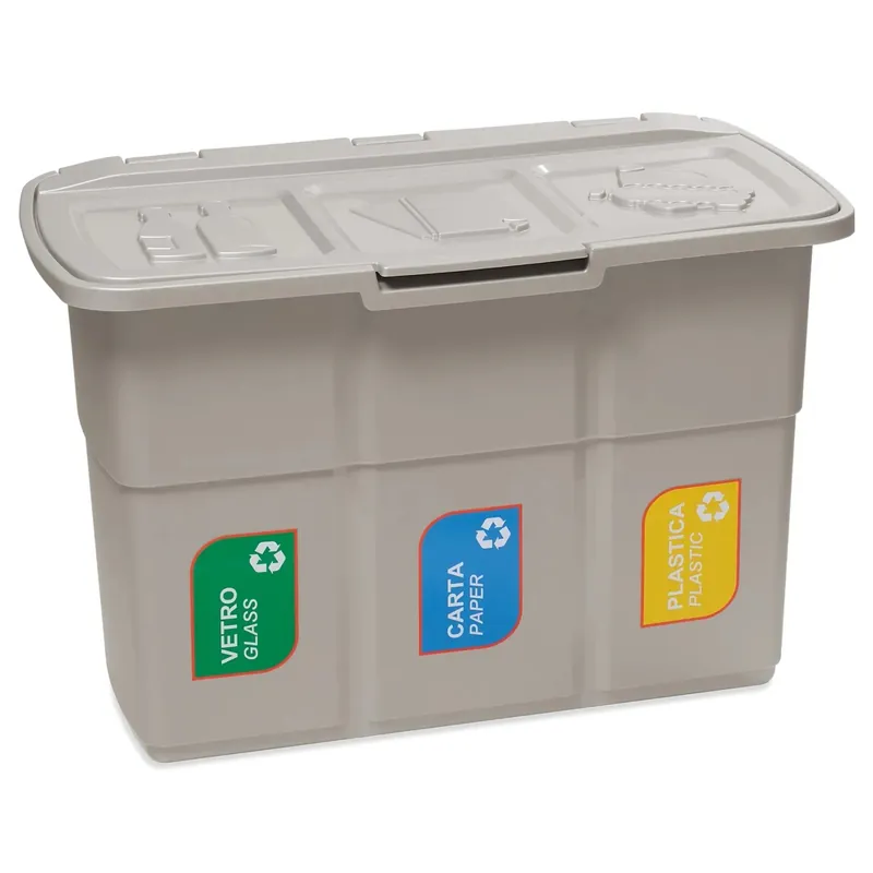 Betrouwbaar Pattumiera a 3 scomparti per raccolta differenziata 75 l tot grigio