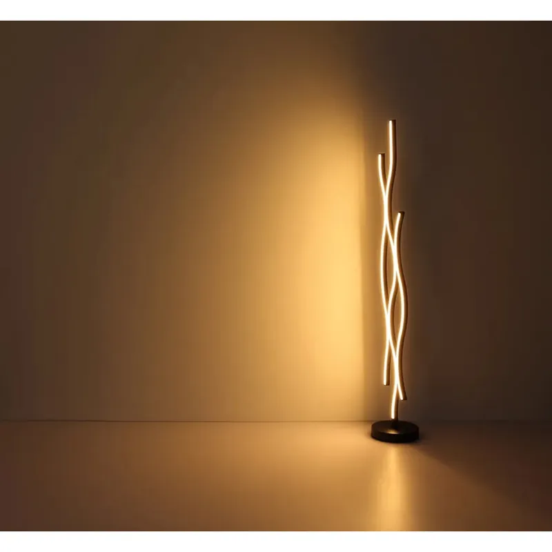 Piantana Geronimo alluminio nero ed effetto legno scuro incl. LED 28 W 3000 K Aanbieding