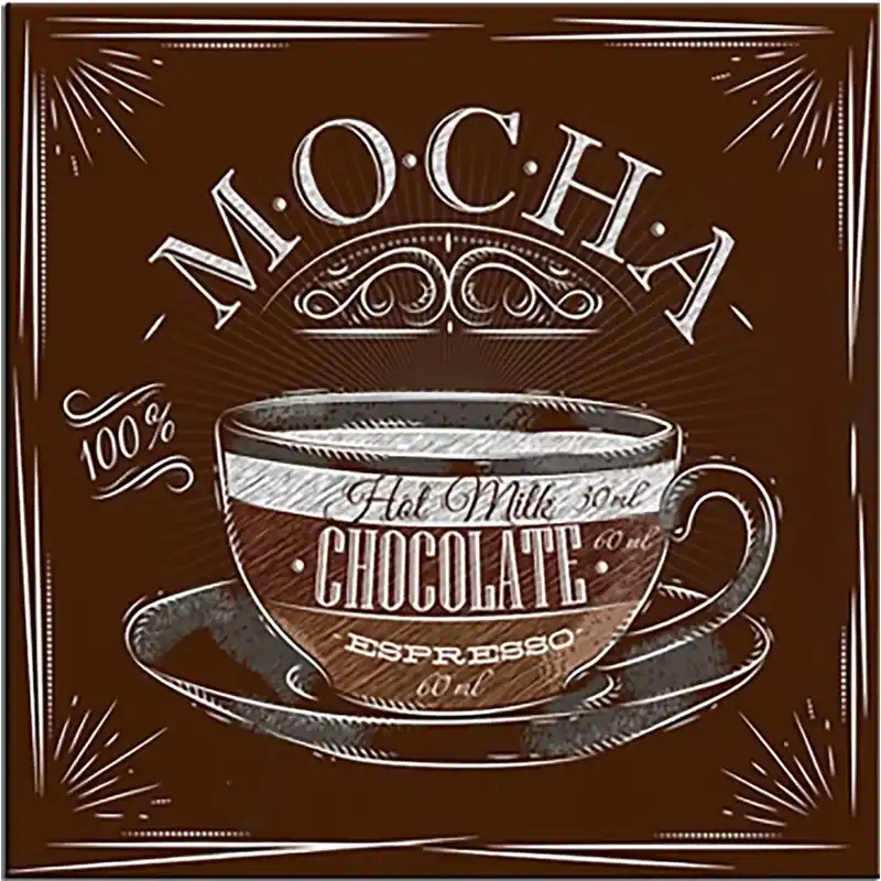 Koop Online Quadro in vetro soggetto tazza mocha 20 x 20 cm