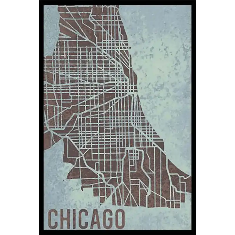 Stampa con cornice Chicago nero 40x60 cm Uitverkoop